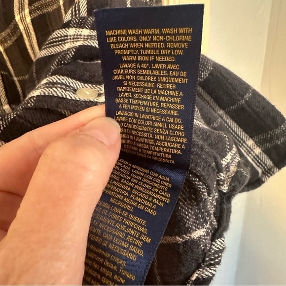 Polo Ralph Lauren Shirt Gray Plaid Flannel Long Sleeve Button Down Size 18/20 - Picture 9 of 12